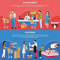 supermarkt horizontale banners vector illustratie