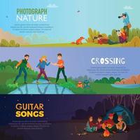 camping mensen horizontale banners vector illustratie