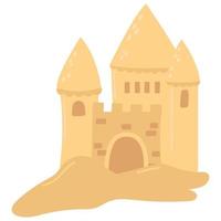 schattig hand- getrokken zand kasteel. wit achtergrond, isoleren. vector illustratie.