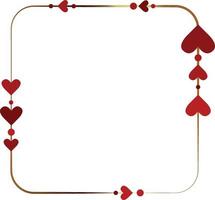 Valentijnsdag dag. kader. rood harten. gouden plein kader. hoog kwaliteit vector illustratie.