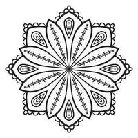 zwarte omtrek bloem mandala. doodle ronde decoratief element voor het kleuren van boek geïsoleerd op een witte achtergrond. bloemen geometrische cirkel. vector