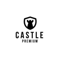 vector kasteel met schild logo ontwerp concept sjabloon illustratie idee