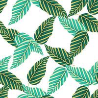 decoratief tropisch palm bladeren naadloos patroon. oerwoud blad behang. exotisch botanisch textuur. vector