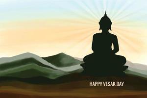 gelukkig vesak dag Boeddha purnima wensen groet kaart achtergrond vector