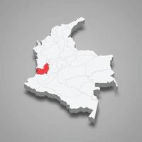 valle del cauca regio plaats binnen Colombia 3d kaart vector