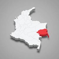guainia regio plaats binnen Colombia 3d kaart vector