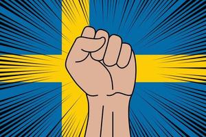menselijk vuist gebalde symbool Aan vlag van Zweden vector