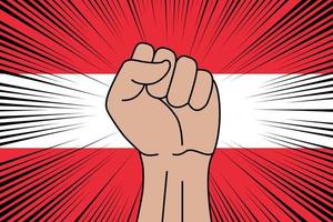 menselijk vuist gebalde symbool Aan vlag van Oostenrijk vector