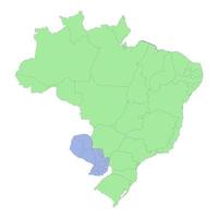 hoog kwaliteit politiek kaart van Brazilië en Paraguay met borders van de Regio's of provincies vector
