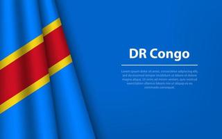 Golf vlag van dr Congo met copyspace achtergrond. vector