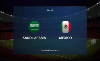 saudi Arabië vs Mexico. Amerikaans voetbal scorebord uitzending grafisch vector