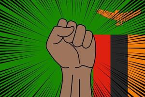 menselijk vuist gebalde symbool Aan vlag van Zambia vector