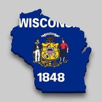 3d isometrische kaart van Wisconsin is een staat van Verenigde staten vector