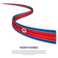 zwaaiend lint of spandoek met vlag van noord-korea vector