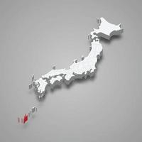 Okinawa regio plaats binnen Japan 3d kaart vector