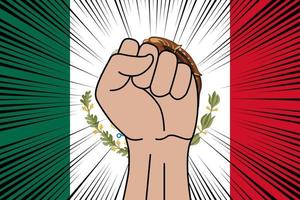 menselijk vuist gebalde symbool Aan vlag van Mexico vector