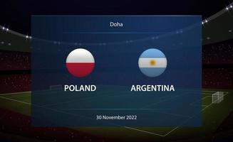Polen vs Argentinië. Amerikaans voetbal scorebord uitzending grafisch vector