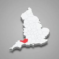 Somerset provincie plaats binnen Engeland 3d kaart vector