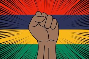 menselijk vuist gebalde symbool Aan vlag van Mauritius vector