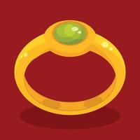 illustratie van een goud ring met groen kostbaar steen vector