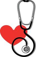 vector illustratie van een stethoscoop met rood hart in de achtergrond