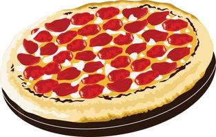 groot pan pizza bekroond met peperoni, Mozzarella en Cheddar kaas vector