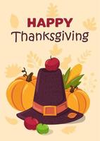 happy thanksgiving vakantie platte vector wenskaartsjabloon