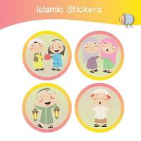 schattig Islamitisch sticker afbeeldingen. Islamitisch sticker collecties. kleurrijk afdrukbare sticker voor peuter. kleurrijk flitskaarten. vector illustratie.