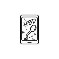 bericht aan de telefoon met verjaardag schemer stijl vector icoon