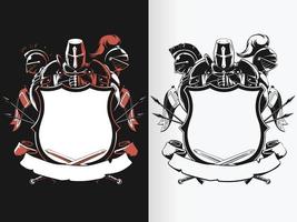 silhouet ridder schild kuif stencil tekening wapen vector set
