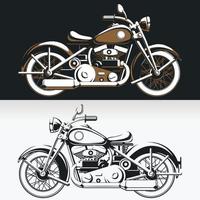 silhouet vintage biker motorfiets zijaanzicht oude ruiter vector tekening set