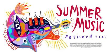 vector illustratie kleurrijke zomer muziekfestival banner