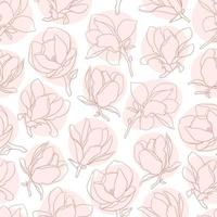 naadloos patroon met roze bloeiend magnolia bloemen en vlekken. vector