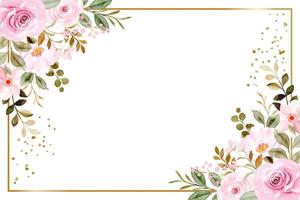 mooi roze roos bloem kader met waterverf voor bruiloft, verjaardag, kaart, achtergrond, uitnodiging, behang, sticker, decoratie enz. vector
