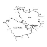 midden- oosten- schets kaart met saudi Arabisch vs ik rende conflict. bewerkbare vector eps symbool illustratie.