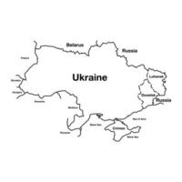 Rusland vs Oekraïne conflict schets kaart. bewerkbare vector eps symbool illustratie.