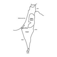 Palestina en Israël schets kaart. bewerkbare vector eps symbool illustratie.