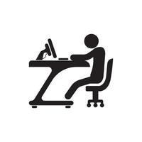 werk in kantoor logo pictogram, illustratie ontwerp sjabloon vector