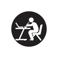 werk in kantoor logo pictogram, illustratie ontwerp sjabloon vector