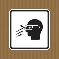 vliegend puin dragen veiligheidsbril symbool teken isoleren op witte achtergrond, vector illustratie