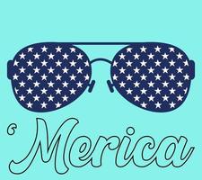 merica met Verenigde Staten van Amerika vlag zonnebril - Verenigde staten Amerika, 4e van juli, onafhankelijkheid dag vector