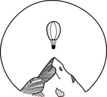 gemakkelijk clip art stijl heet lucht ballon vliegend over- een berg reeks landschap icoon vector