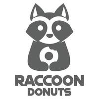 modern mascotte vlak ontwerp gemakkelijk minimalistische schattig wasbeer donut logo icoon ontwerp sjabloon vector met modern illustratie concept stijl voor cafe, bakkerij winkel, restaurant, insigne, embleem en etiket