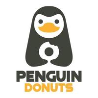 modern mascotte vlak ontwerp gemakkelijk minimalistische schattig pinguïn donut logo icoon ontwerp sjabloon vector met modern illustratie concept stijl voor cafe, bakkerij winkel, restaurant, insigne, embleem en etiket