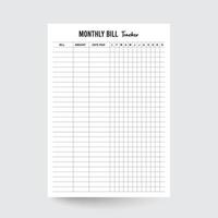 maandelijks Bill tracker, rekening tracker, maand rekeningen, rekening planner, rekening organisator, uitgaven tracker, afdrukbaar Bill plannen, rekening betalen tracker, rekening betaling log vector