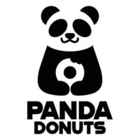 modern mascotte vlak ontwerp gemakkelijk minimalistische schattig panda donut logo icoon ontwerp sjabloon vector met modern illustratie concept stijl voor cafe, bakkerij winkel, restaurant, insigne, embleem en etiket