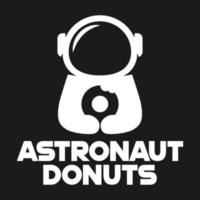 modern mascotte vlak ontwerp gemakkelijk minimalistische schattig astronaut donut logo icoon ontwerp sjabloon vector met modern illustratie concept stijl voor cafe, bakkerij winkel, restaurant, insigne, embleem en etiket