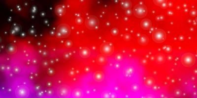 lichtroze, rode vectorachtergrond met kleurrijke sterren. vector