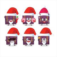 de kerstman claus emoticons met Purper koffer tekenfilm karakter vector