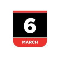 th maart kalender vector icoon. 5 maart typografie.